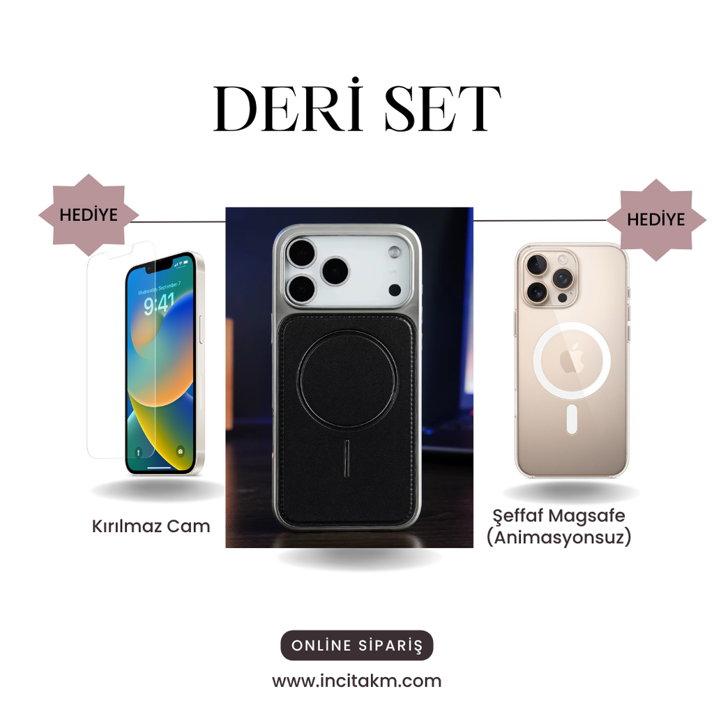 Deri Premium MagSafe Uyumlu iPhone Kılıfı – Manyetik Şarj Destekli, Şık ve Dayanıklı Koruma
