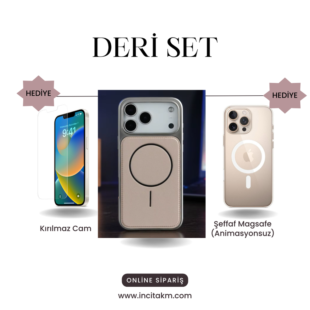 Deri Premium MagSafe Uyumlu iPhone Kılıfı – Manyetik Şarj Destekli, Şık ve Dayanıklı Koruma
