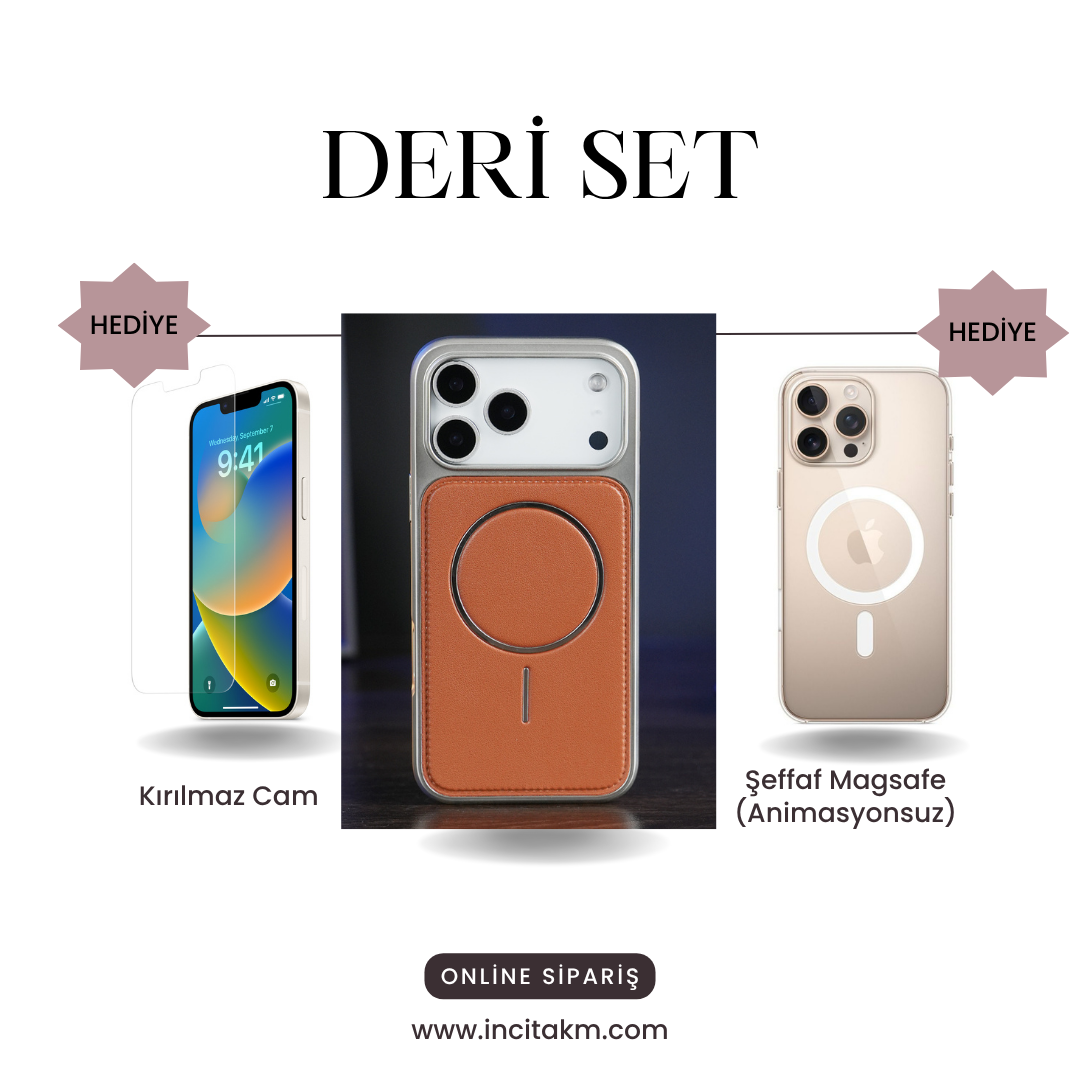 Deri Premium MagSafe Uyumlu iPhone Kılıfı – Manyetik Şarj Destekli, Şık ve Dayanıklı Koruma