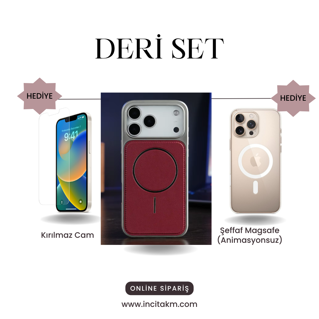 Deri Premium MagSafe Uyumlu iPhone Kılıfı – Manyetik Şarj Destekli, Şık ve Dayanıklı Koruma