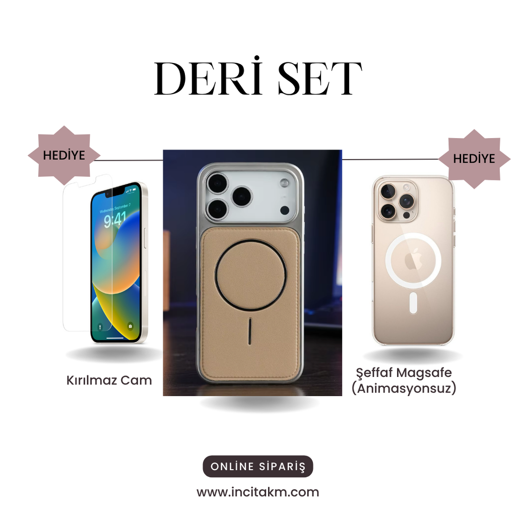 Deri Premium MagSafe Uyumlu iPhone Kılıfı – Manyetik Şarj Destekli, Şık ve Dayanıklı Koruma