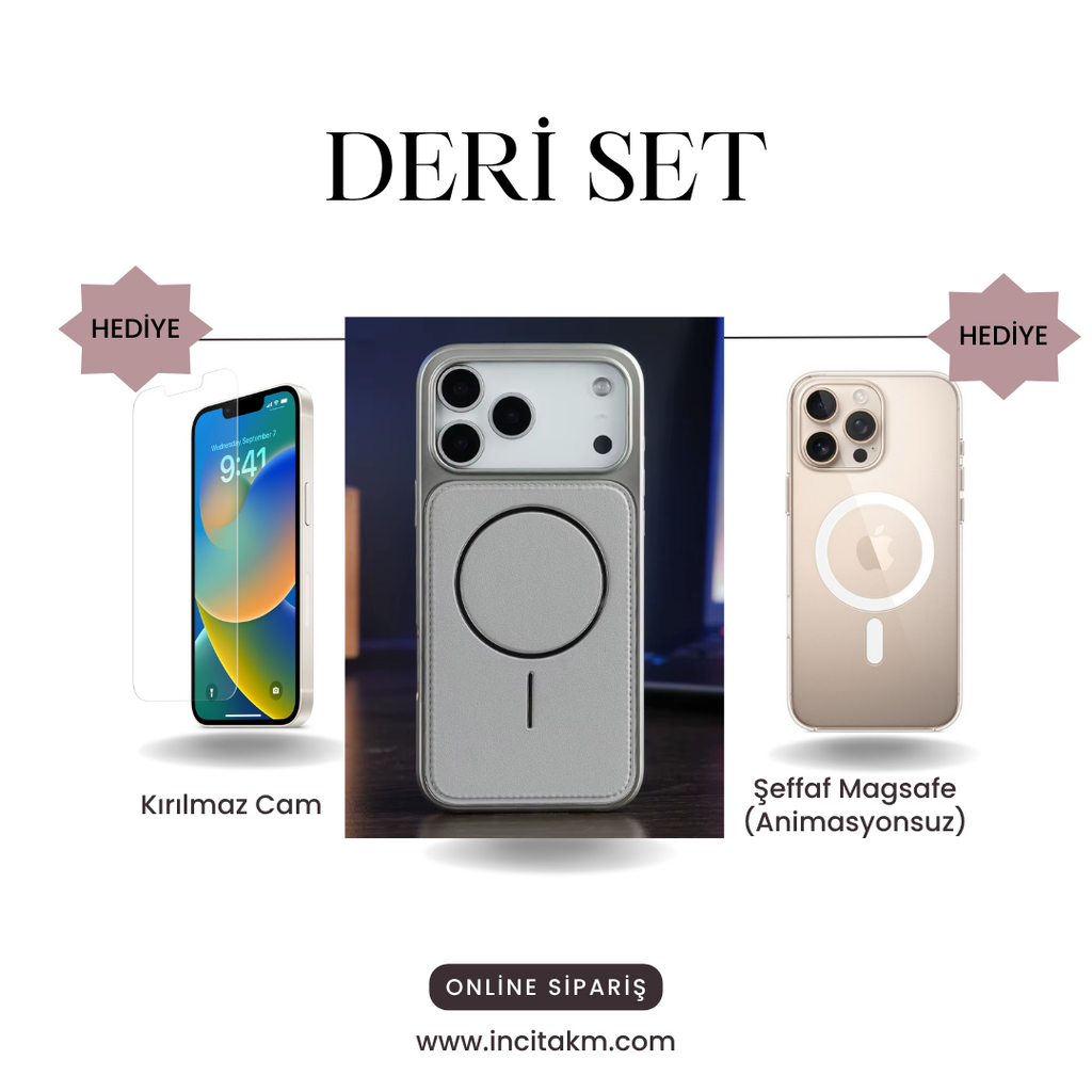 Deri Premium MagSafe Uyumlu iPhone Kılıfı – Manyetik Şarj Destekli, Şık ve Dayanıklı Koruma